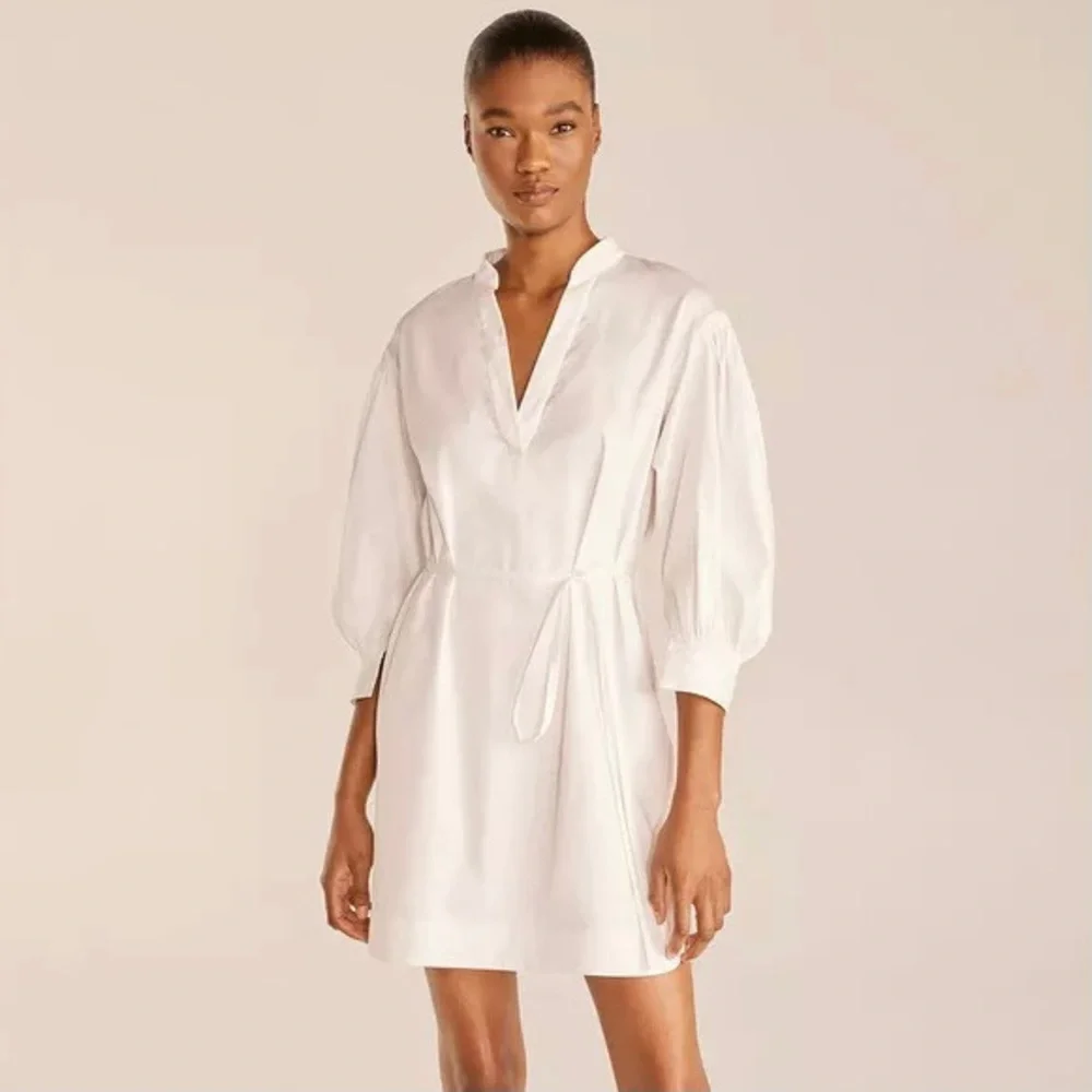 NEW REBECCA TAYLOR REVOLVE WHITE MINI SHIRT DRESS - Picture 8 of 9